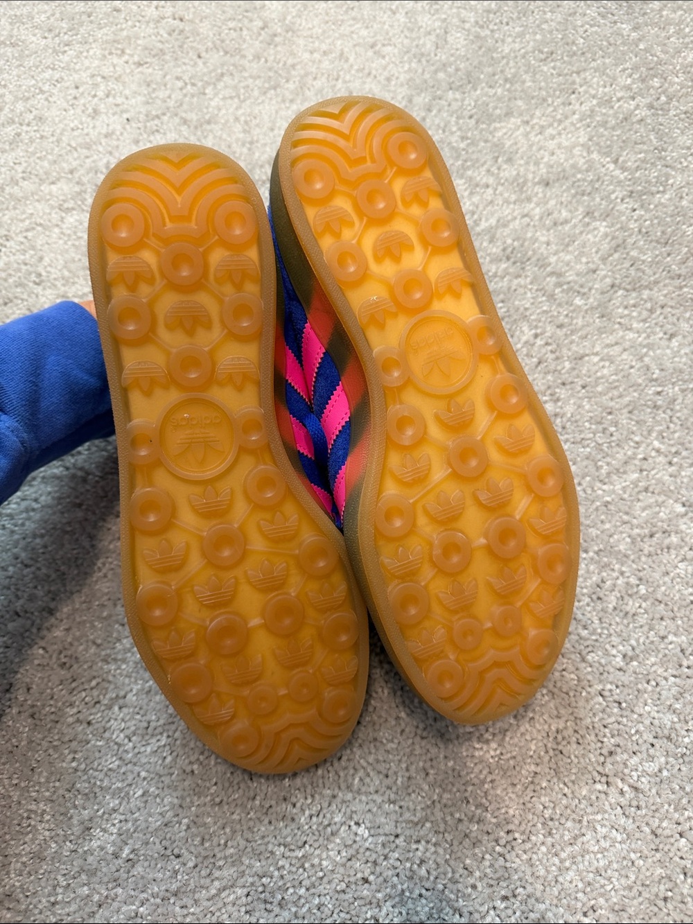 adidas Gazelle Bright Purple/Blue Suede Sneakers with Pink Accents - Picture 3 of 4